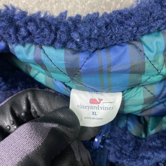 Vineyard Vines Reversible Fleece Plaid Vest Women's XL Blue Green Scotch Check - Picture 9 of 15